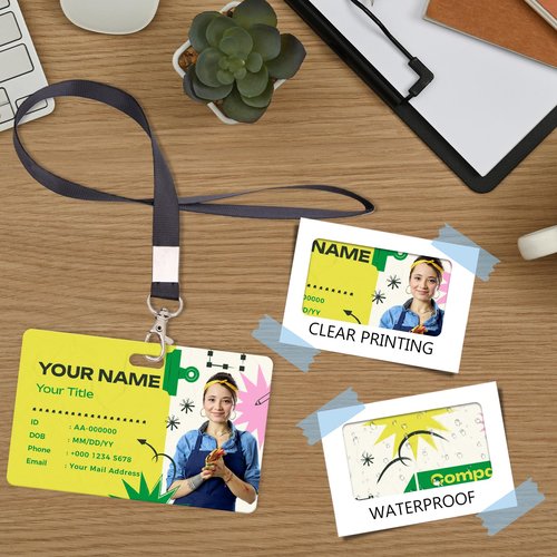UBJVA Custom Badge Personalized Name Badges with Photo Logo Custom ID Card for Office Worker Doctor Nurse Student