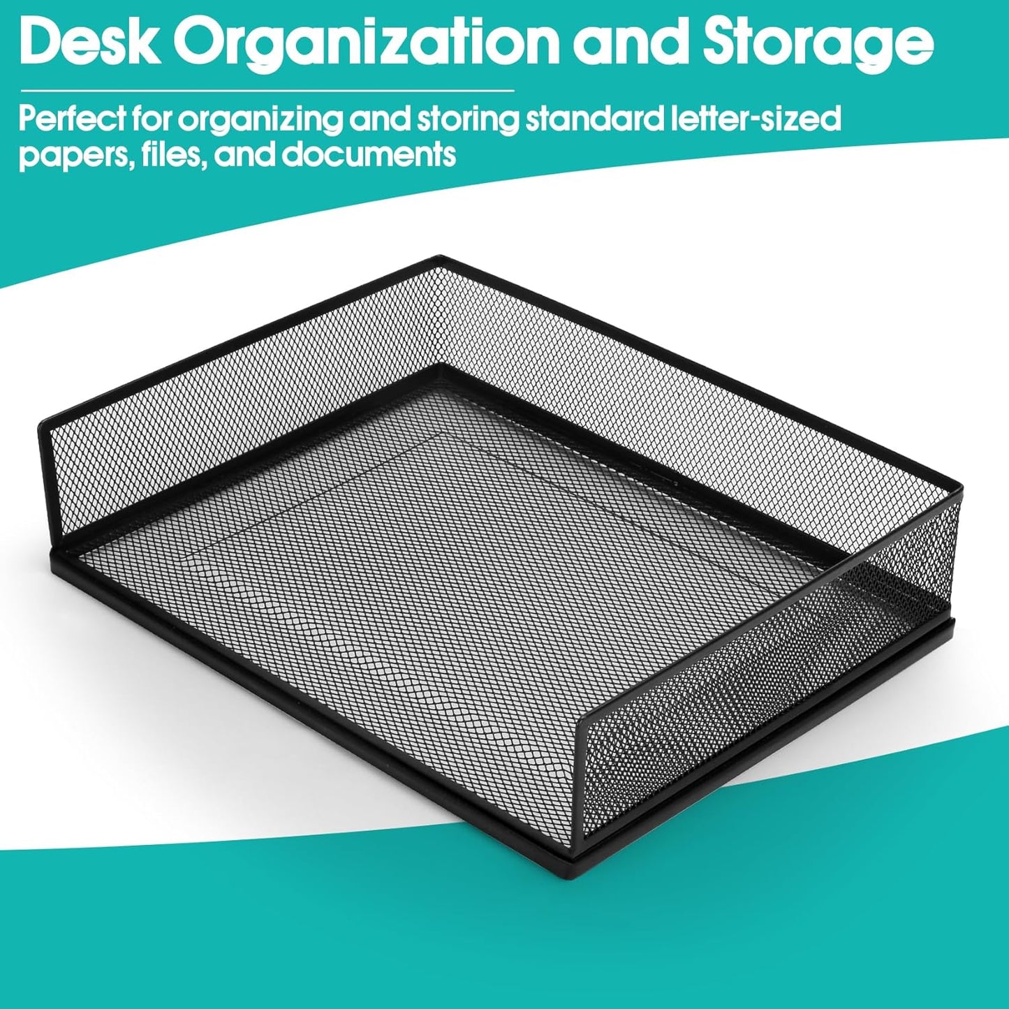 Wire Mesh Letter Trays - Stackable Metal Desk File Organizer for Office Supplies | 2 Pack