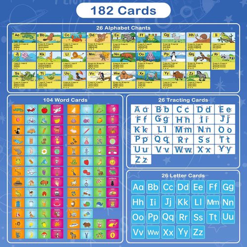 Torlam Circle Learning Time Center Pocket Chart Calendar Set, Alphabet Learning Wall Chart ABC Flash Cards Learning Games for Kids Homeschool Preschool Kindergarten Learning Activities Must
