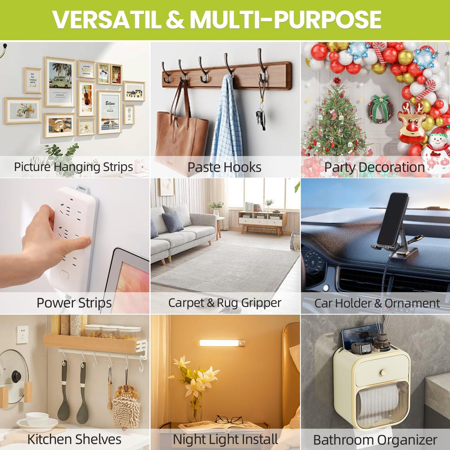 Double Sided Tape Heavy Duty, Removable Nano Double Sided Adhesive Tape, Clear Mounting Tape Picture Hanging Adhesive Strips Waterproof for Walls Photo Crafts Carpet Poster, 0.39" x 16.5FT