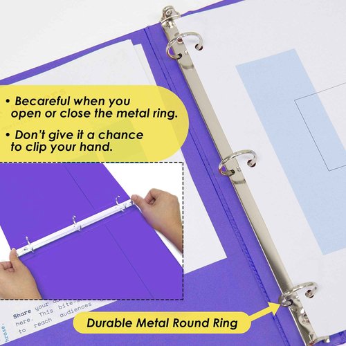 BAZIC Products 3 Ring Binder 1.5" Economy View Binders Organizer - Purple, Round Ring, Hold 280 Sheets Paper, for School Office Home, 12-Count