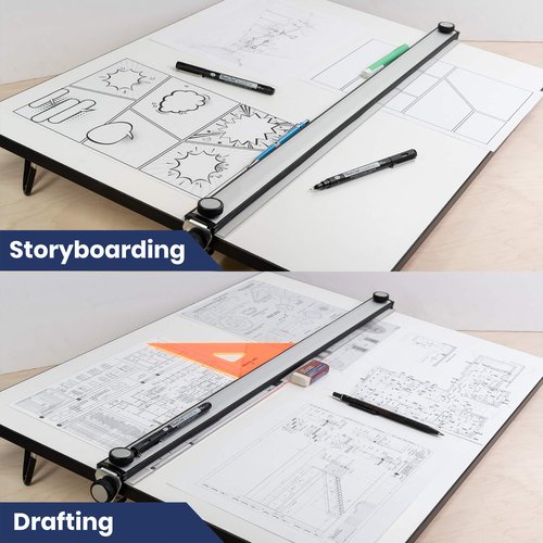 Pacific Arc Table Top PXB Drawing Board with Parallel Bar, White, 20 inches by 26 inches