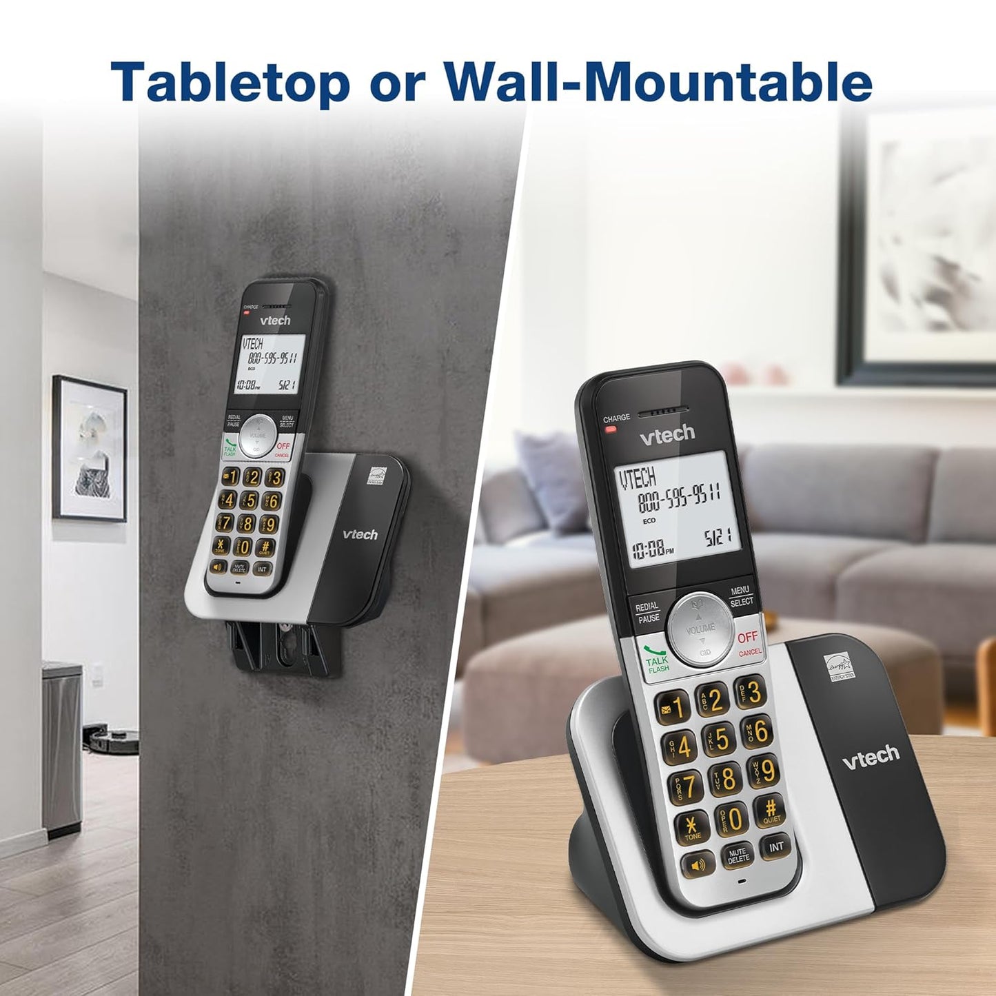 VTech Cordless Phone - 2-Handset System with Large Display & Big Buttons | DECT 6.0, Caller ID, Full Duplex Speakerphone