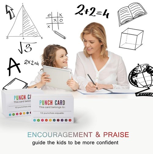 ONEDONE Punch Cards (Pack of 200) Reward Punch Cards for Classroom Behavior Incentive Awards for Kids Students Teachers Home Classroom School Business Loyalty Gift Card - 3.5" x 2"