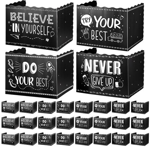 24-Pack Privacy Folders for Students Waterproof Durable Plastic Study Carrel Divider, Easy-to-Clean Classroom Desk Dividers Shield for School Teacher Supplies (Black)