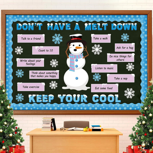 Skiennix Winter Mental Health Bulletin Board Set - Christmas Emotion Decor with Snowman & Snowflakes