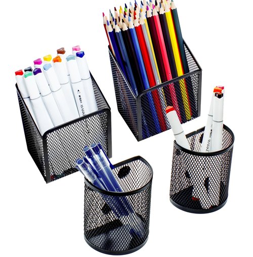 VICNOVA Magnetic Pen Holder, Stands for pens and pencils, Locker Organizer with Strong Magnets Metal Mesh Storage Magnetic Basket for Refrigerator Whiteboard Locker Accessories Classroom Must Haves