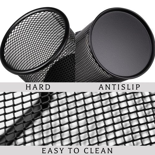 SNOW COOLER Pen Holder Pencil Holder Mesh Metal Pen Cup Holder Pencil Cup Holder for Desk Office Home Pen Organizer Black, 6 Pack