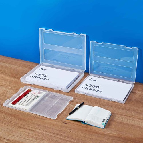 Mickiewicz 12 Pack Paper Storage Boxes (Large A4+A4+A5), 8.5 x 11 Plastic Portable Project Case for US letter Size, Plastic Multi-Purpose Thick Scrapbook Storage Box for Office,Craft or Art Supplies