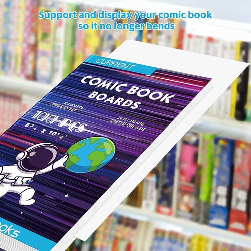 YSCare 200 Comic Book Boards and 4 Pack Comic Book Organizer, Acid-Free Comic Backing Board, Collapsible Comic Book Case with Dividers and Carrying Handles