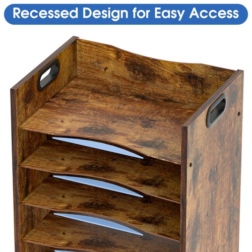 LMZAPET 5-Tier Wood Paper Organizer, File Holder for Desk With Handle - Wooden Paper Letter Tray, Desk Organizer and Accessories, File Cabinet for Home Office, School