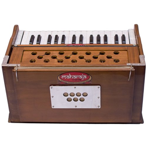 Maharaja Musicals, Portable Harmonium, Model 2024-25 Small, 2 1/4 Octaves Saptak, 3 Fold Bellow, 17x10x10 Inch, Handle, Bag, Kirtan Yoga Companion, Handmade Harmonium Instrument PH1