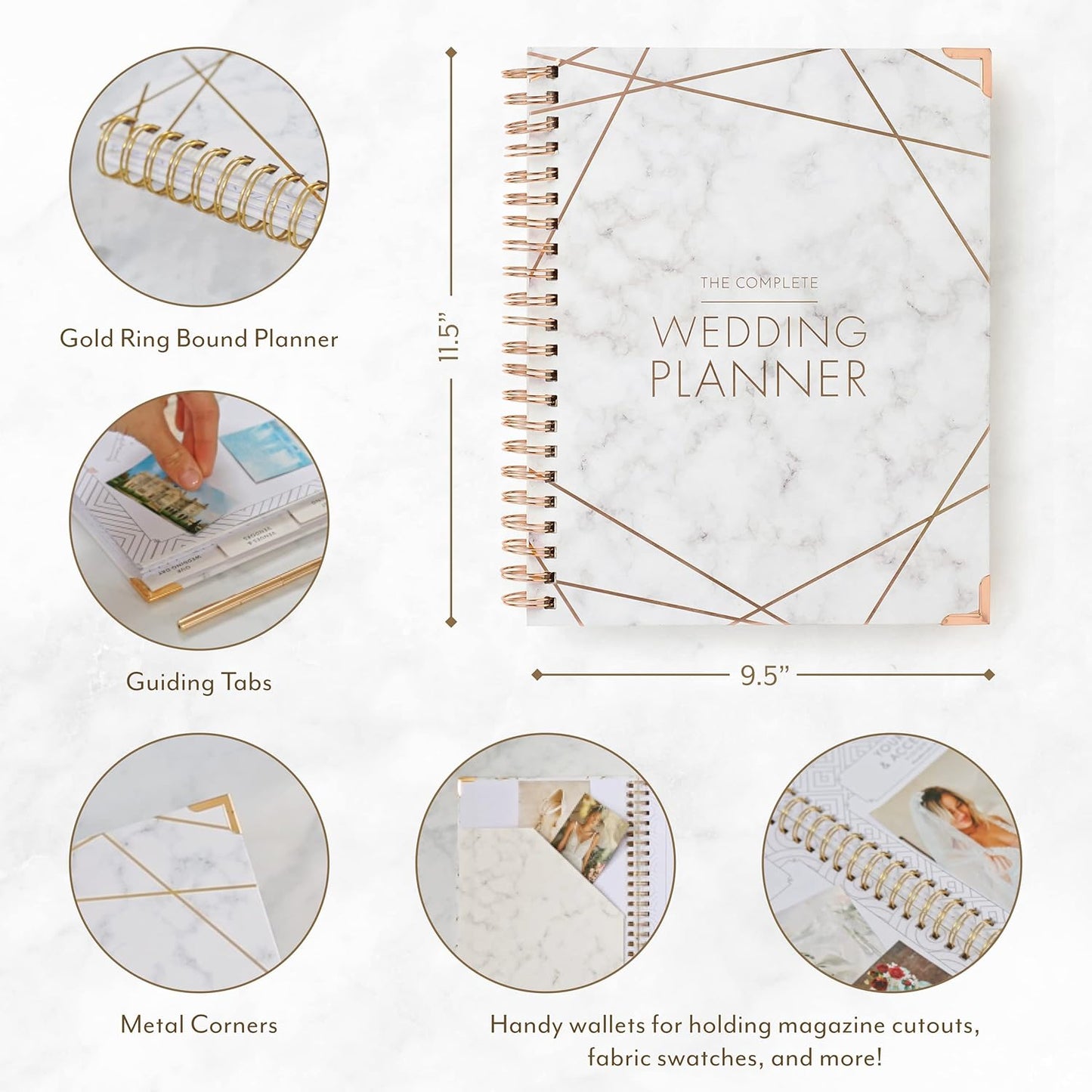 Skiennix Wedding Planner Book - Ultimate Bridal Organizer with Countdown Calendar | Marbled Design