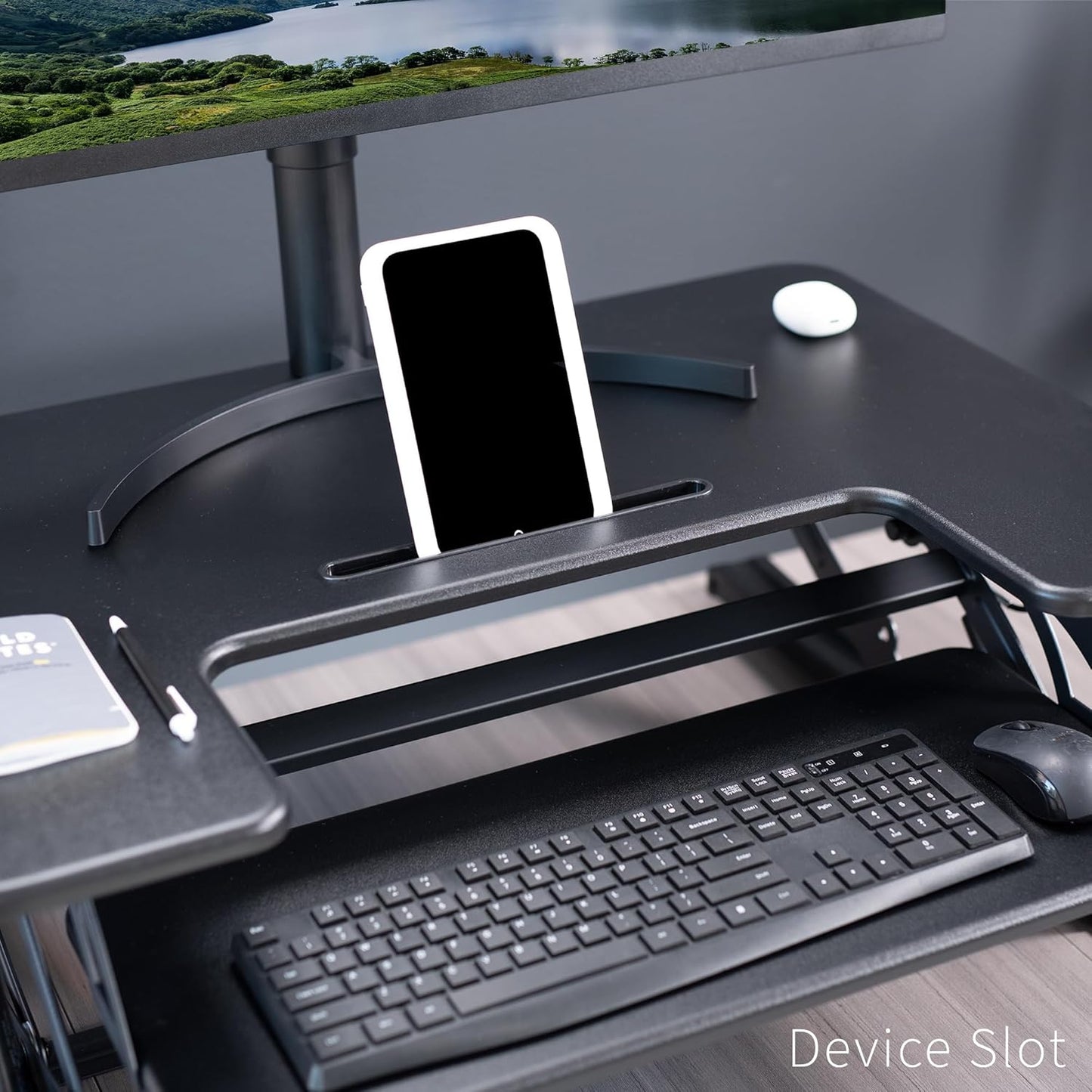 VIVO Height Adjustable Stand Up Desk Converter - Dual Monitor Riser Workstation, Black, 32 Inch