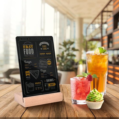 PINTUSON Mini Chalkboard Signs - Double-Sided Erasable Table Numbers with Wooden Stand | 4x6 Acrylic Food Labels for Parties & Weddings