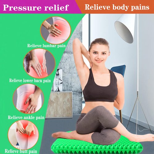 Plus Size Gel Seat Cushion for Long Sitting, Extra Large and Thick Seat Cushion for Back, Hip, Sciatica, Tailbone Pain Relief, Used for The Office, Wheelchairs, Truck, Car, Recliner.(Grass Green)