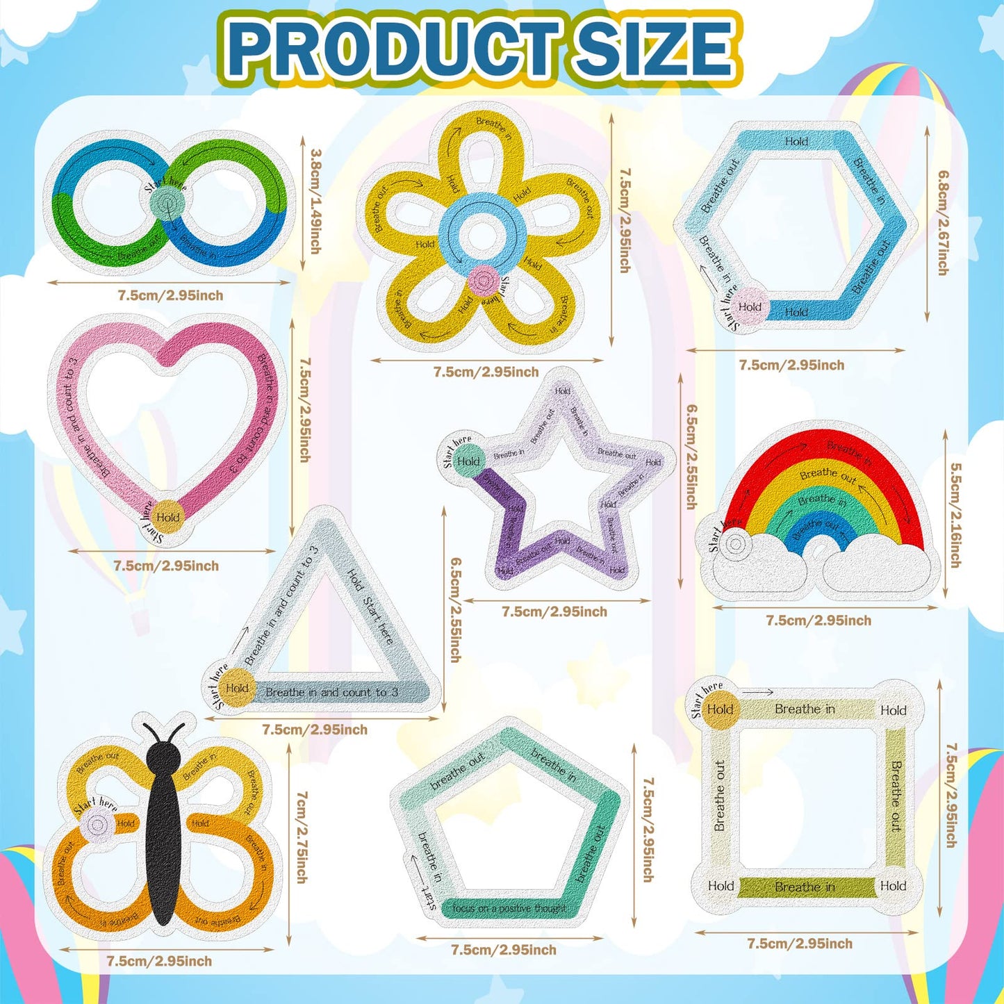 Crtiin 80 Pcs Sensory Anxiety Stickers with Inspirational Quotes Textured Calm Stickers Fidget Mental Health Item Mindfulness Sensory Strip for Kids Adults Office Desk School Stress Relief(Lovely)
