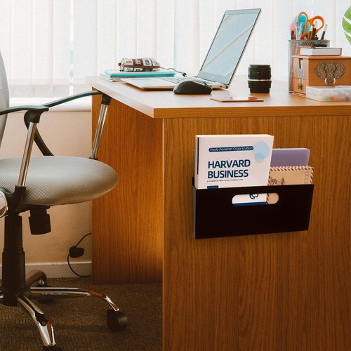 SINNNBLE Magnetic Acrylic Wall Mount File Holder Organizer Hanging Files Magazines Newspaper and Mail Letter Paper Document Folder Perfect for Office and School Use (Black)