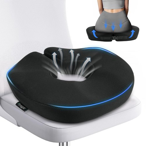 Feagar Donut Pillow Seat Cushion - Memory Foam Hemorrhoid Pillow for Tailbone Pain, Sciatica & Pressure Sores Relief, Adjustable Design for Pregnancy, Postpartum, Surgery Recovery, Office Chair
