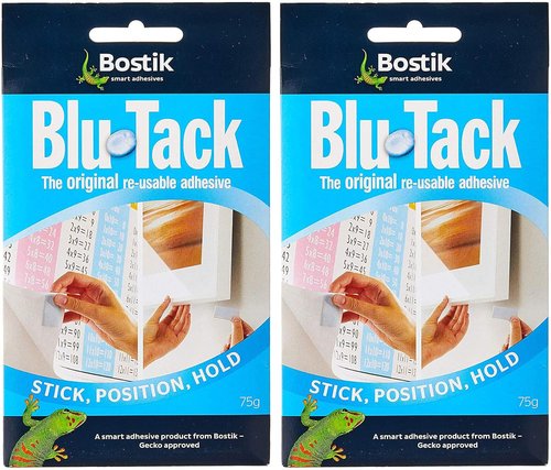 Blu-Tack LLC Reusable Adhesive | 75g Pack of 2 | Perfect for Home and Office Use