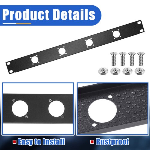 4-hole 1U Audio Rack Panel 4D Series XLR Patch Panel Punched Metal HDMI Mount Connectors Recording Studio Rack Accessories for 19 Inch Enclosure Server Computer Equipment Studio