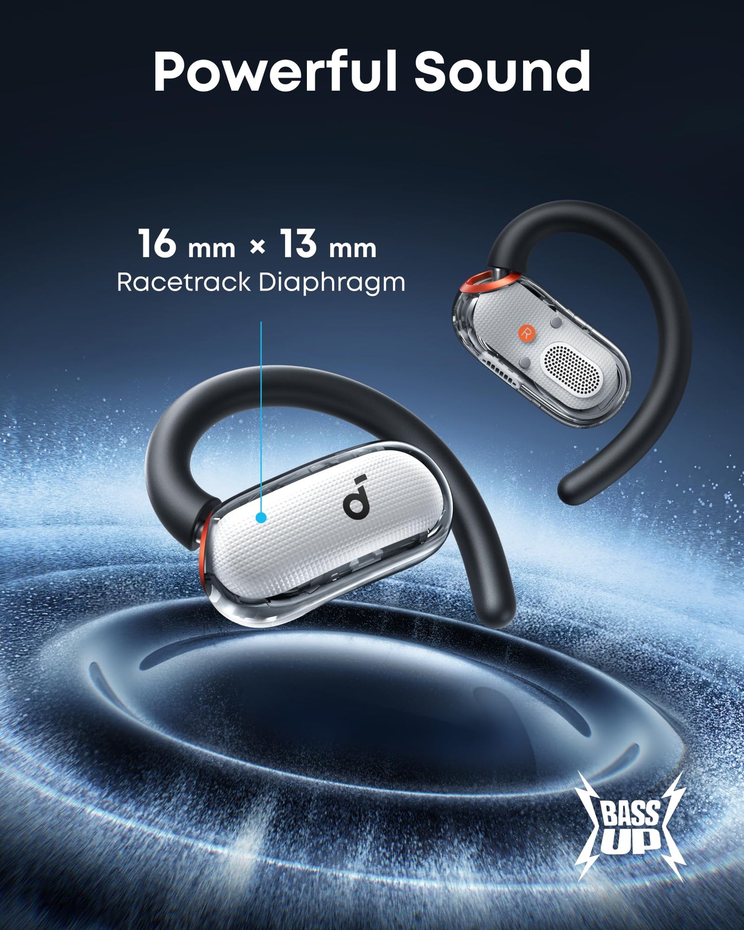 Soundcore V40i by Anker, Open-Ear Headphones, Clear Design, Lidless Case, 4 Adjustable Positions for Every Ear Size, Richer Bass, IP55, 21H Playtime, AI Clear Calls, Bluetooth 5.4, App Control