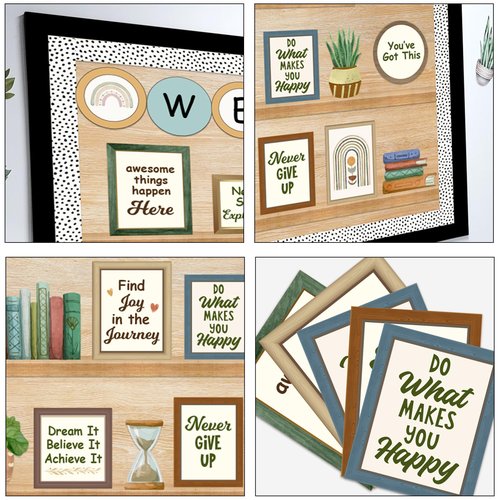 Welcome Back to School Bulletin Board Decorations, Boho Classroom Decor, Greenery Plant Bookshelf Inspirational Affirmation Cutouts for Teacher Welcome School Supplies Classroom Door Wall Decor