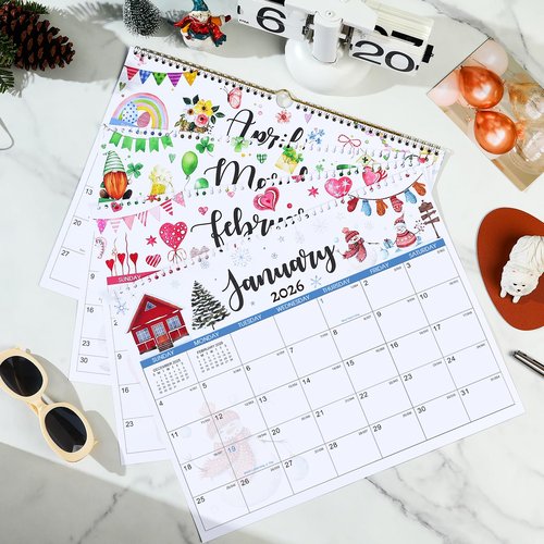 Calendar 2025-2026 - Wall Calendar 2025-2026, July 2025 - December 2026 Wall Calendar, 14.8'' x 11.6'', with Julian Dates, Hanging Hole, Thick Paper
