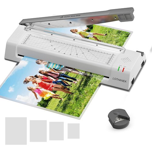 13 Inch Wide Laminator Machine with 200 Pouches, 11x17 A3/A4/A6, Built-in Paper Trimmer, Corner Rounder (White)