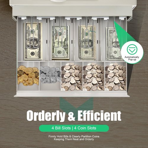 LNUJIUN Electronic Cash Register with 8-Digit LED Display and Thermal Print Head 48 Keys Commercial Cash Register for Shopping Malls, Small Business, Supermarket Retailer