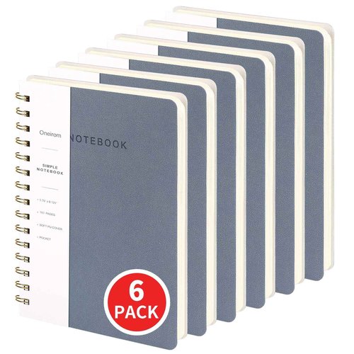 Oneirom Lined Spiral Notebook College Ruled A5 Journal Book for Note Taking, 160 Pages Writing Journal for Office and Home School Supplies 5.75x8.125 inch (6-Reef Blue)
