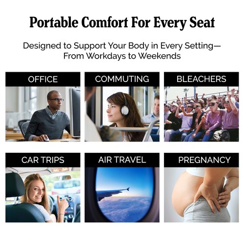 ZENTOPIA Gel and Memory Foam Seat Cushion – Office – Ergonomic Cushion Pad for Tailbone Pain - Desk Chair Car Seat Cushion Driving - Sciatica & Back Pain Relief (Black)