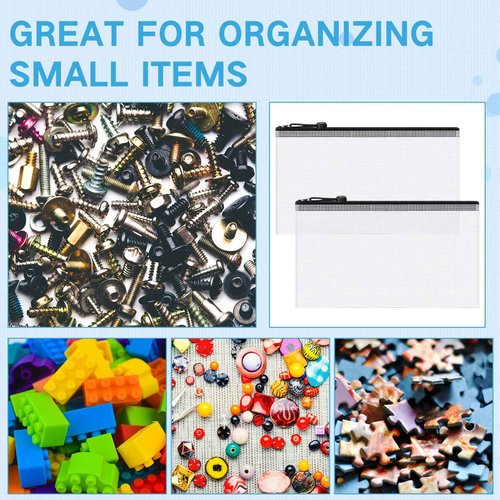 Zhehao Operation Christmas 250 Pcs Mesh Zipper Pouch Bags Bulk A4 13.19 x 9.45 Inch Zipper Pouch Waterproof Clear Pencil File Storage Bags Organizer for Teacher School Organization Supplies(Black)