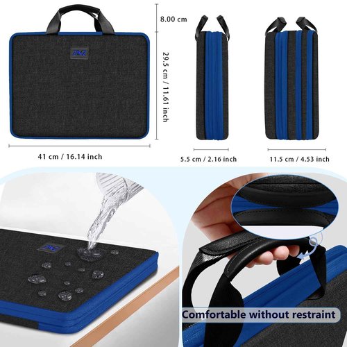 ZINZ Laptop Case 15 15.6 16 inch Sleeve, Expandable Computer Hand Bag with Multi-pockets Compatible with MacBook Pro 16 inch M4/M3/M2/M1, MacBook Air/Pro 15 inch and 15-16 inch Notebooks，B01BL01