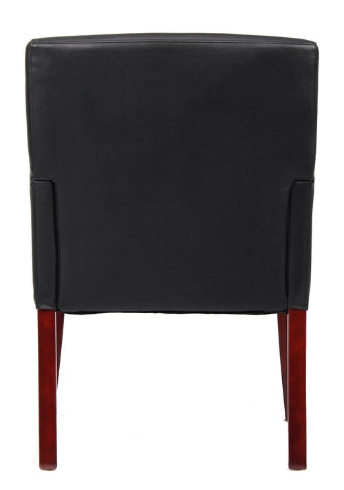 Boss Office Products Box Arm Guest Chair with Mahogany Finish in Black, 250