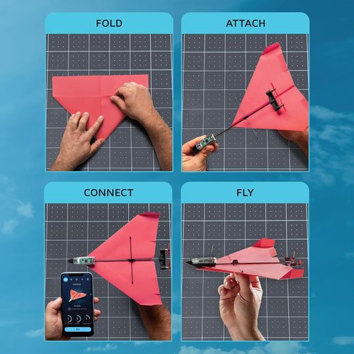 POWERUP 4.0 Smartphone Controlled Paper Airplane Kit - Easy to Fly with Autopilot & Gyro Stabilizer