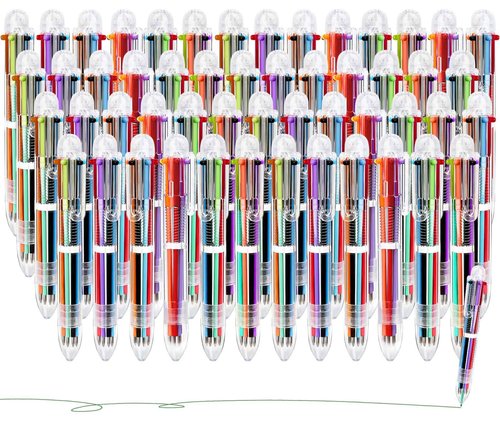 Enyeopd 100 Pack 6-in-1 Multicolor Ballpoint Pen Retractable Ballpoint Rainbow Pens for Office School Supplies Students Children Valentines Day Bulk Gift for Kids Party Favors