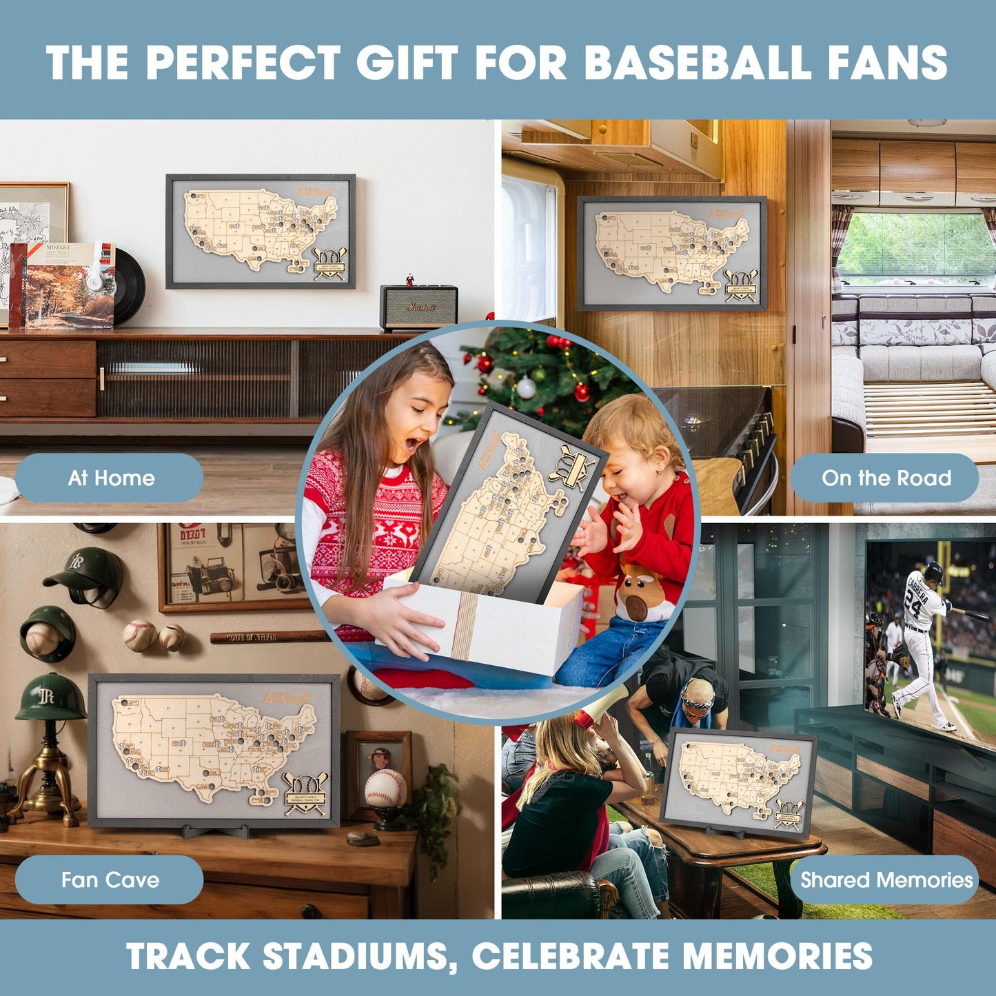 Luoyadee Baseball Stadium Map Tracker, Baseball Parks Visited Map, Major League Ballparks Stadium Tracker Checklist, Fathers Day Valentines Christmas Gifts for Dad Boyfriend Husband Daughter Son