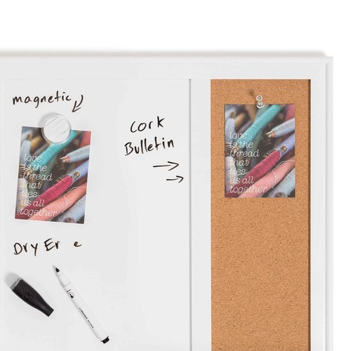 U Brands Combination Dry Erase Board White Board with Minimal Deco Frame, Office Supplies, Includes Marker and Magnet, 24" x 18" (5304U00-01)