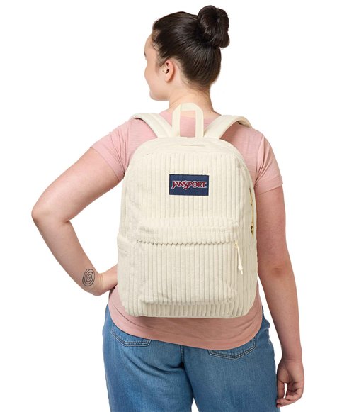JanSport Superbreak Plus FX Backpack - Work, Travel, or Laptop Bag with Water Bottle Pocket - Surreal Corduroy Coconut