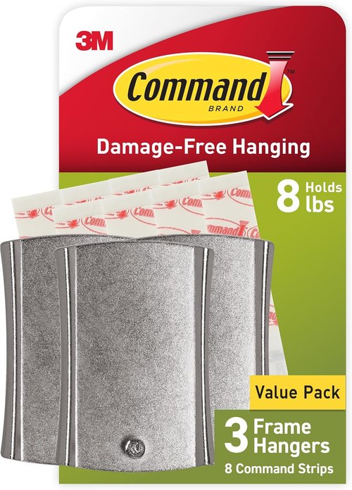 Command 8 lb Jumbo Universal Picture Hanger - Damage-Free Frame Hanging with 3 Hangers & 8 Strips