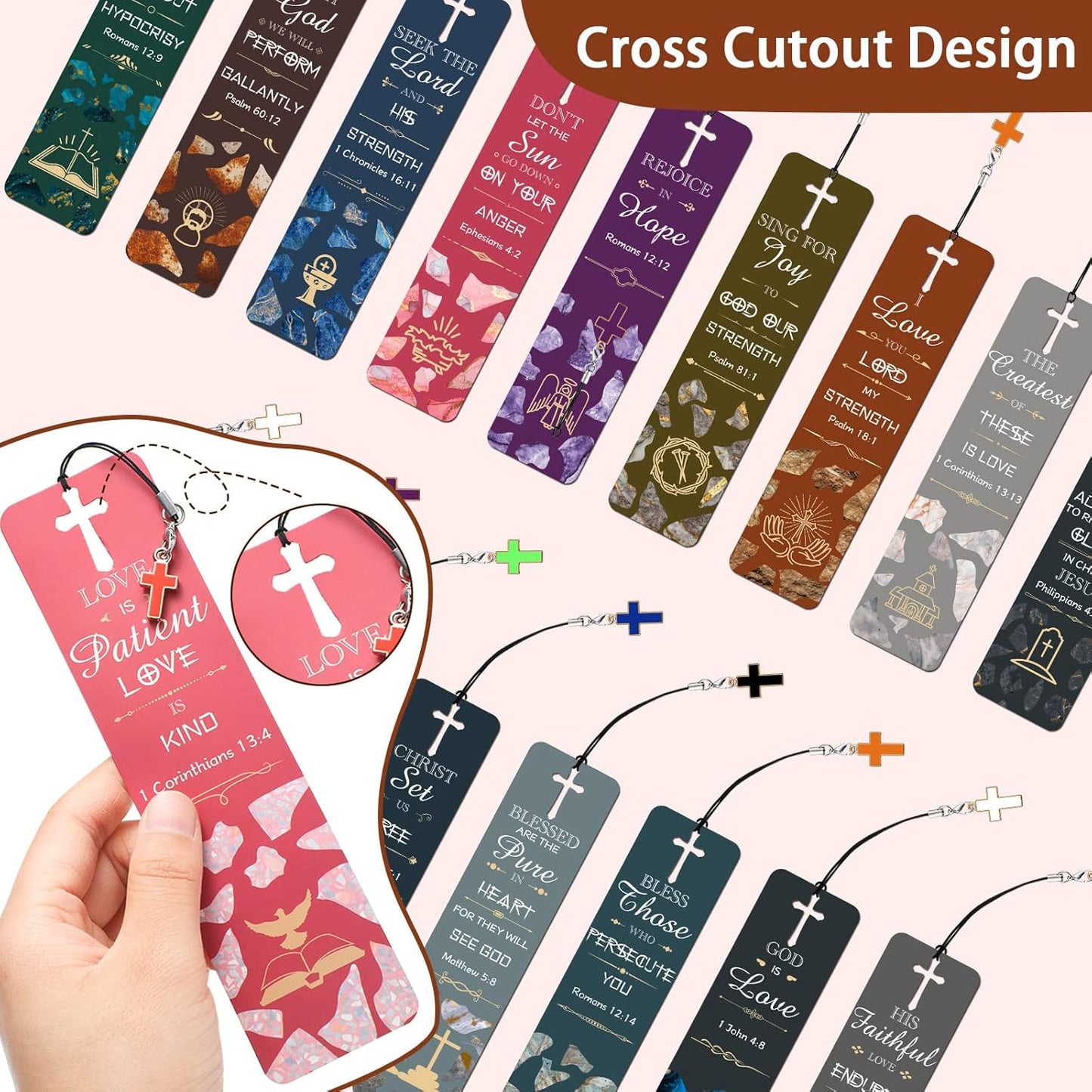 Skiennix Bible Verses Bookmarks - 30 Inspirational Cross Pendants | Perfect Christian Gifts for All Ages