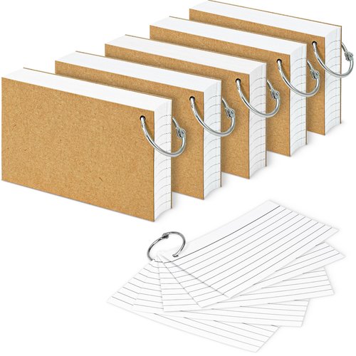 500PCS White Index Cards, 3x5 Inches Flash Cards with Ring, Lined on Both Side Notecards Ruled Study Card Flashcards Heavy Note Cards for Studying, Learning, School, College