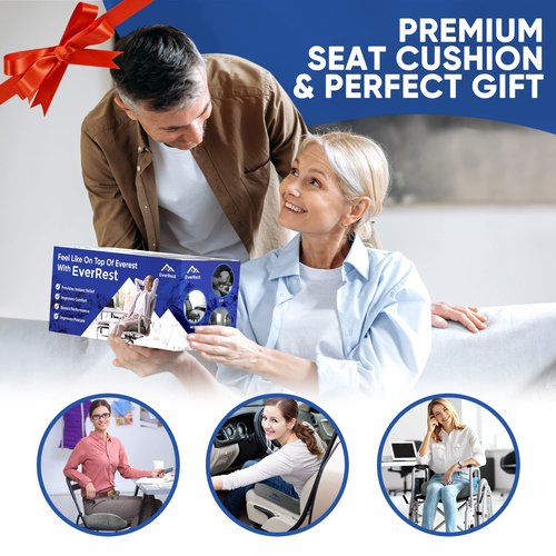 EVERREST Seat Cushion for Office Chair Plus Size - Firm Extra Wide Large Memory Foam Pillow for Tailbone, Coccyx, Sciatica, Back Pain Relief – Thick Pad for Long Hours Sitting, Gaming