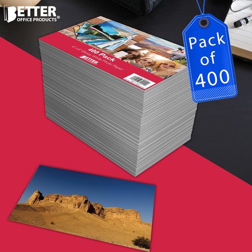 Better Office Products Premium Glossy Photo Paper - 4 x 6 Inch, 400 Sheets, 200 GSM Quality