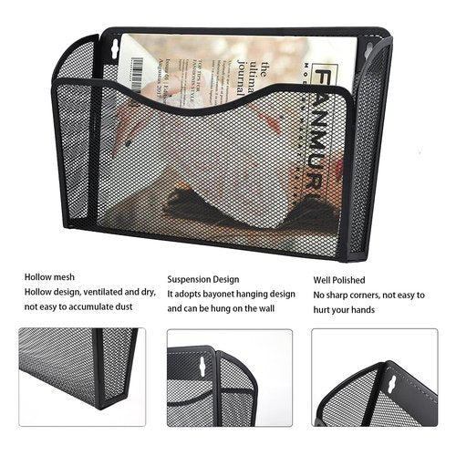 Gawerk 3 Pack Wall File Organizer, Mesh Hanging Metal Vertical Wall Mounted File Holder for Office/Home