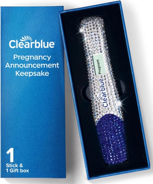 Clearblue Bedazzled Pregnancy Announcement Keepsake Stick - Unique Reminder for Social Media Sharing