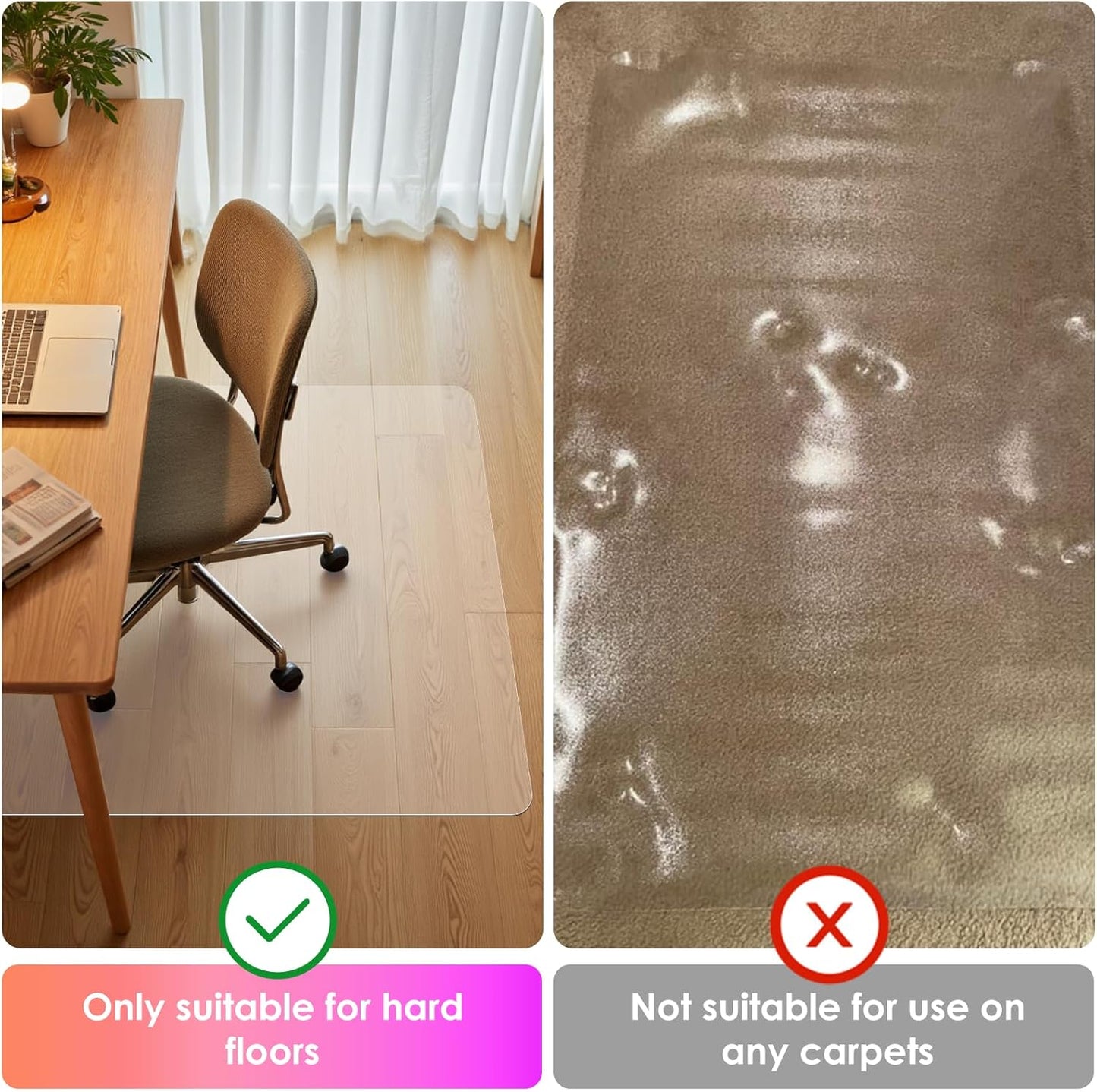 Azadx Office Chair Mat - Clear Plastic Protector for Hardwood Floors | 36" x 48" Easy Glide Design