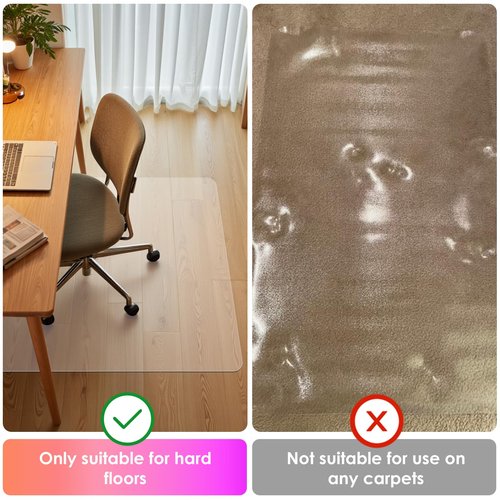 Azadx Chair Mat for Hardwood Floor 36" x 48" Office Chair Mat for Hardwood Floors 2mm PVC Slip Resistant Heavy Duty Floor Protector Computer&Desk Chair Mats for Rolling Chairs