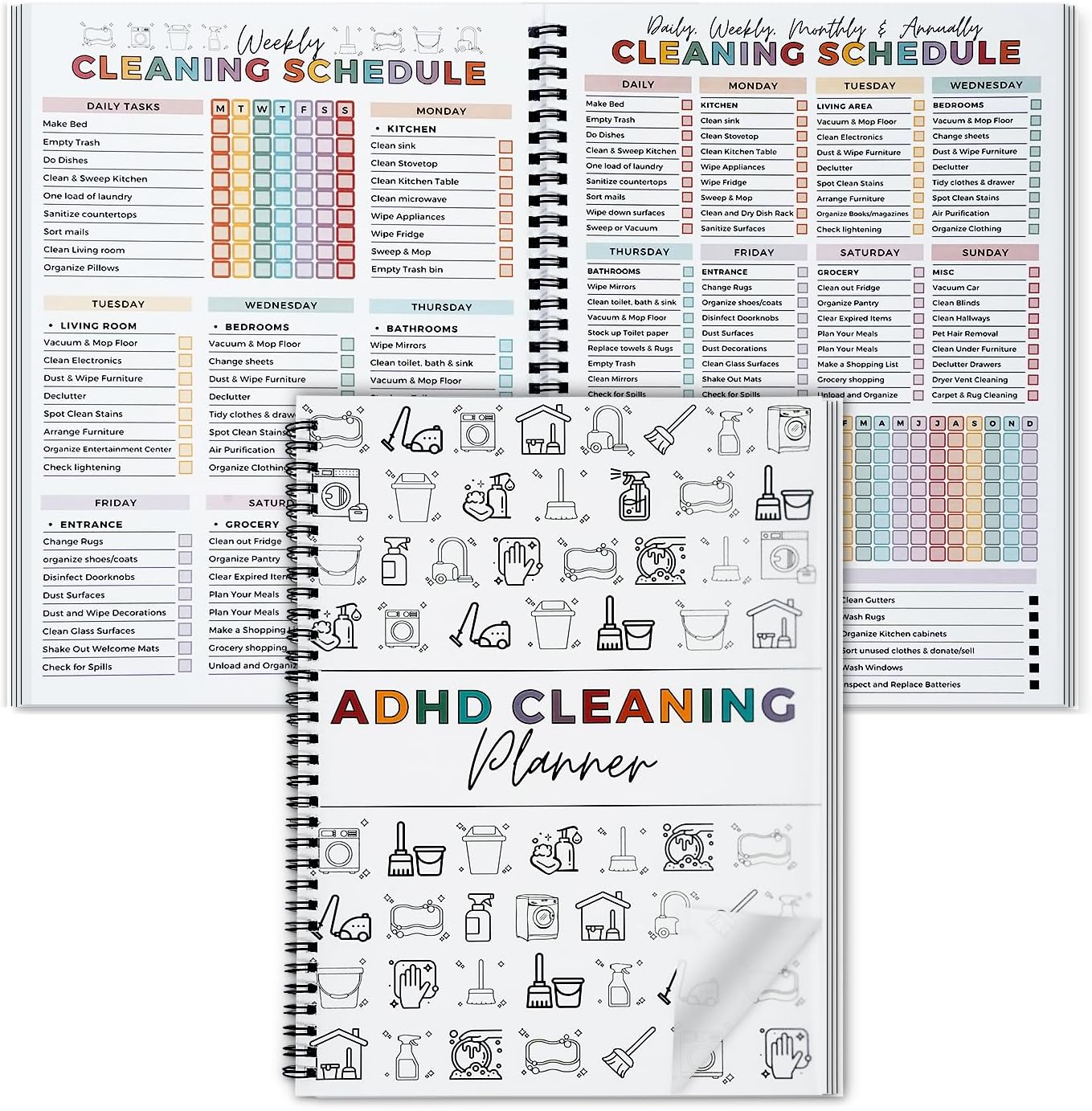 Skiennix Cleaning Planner - Daily & Weekly Household Schedule Organizer | Editable Chore Chart Notebook